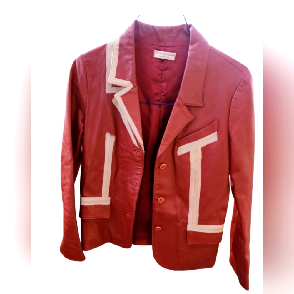 🔥Super Rare Genuine Leather Hand Painted Made in Italy Jacket Coat
